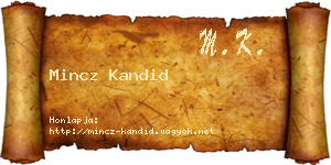 Mincz Kandid névjegykártya